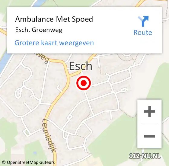 Locatie op kaart van de 112 melding: Ambulance Met Spoed Naar Esch, Groenweg op 10 maart 2017 13:48