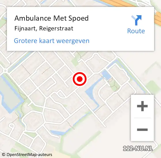 Locatie op kaart van de 112 melding: Ambulance Met Spoed Naar Fijnaart, Reigerstraat op 10 maart 2017 14:06