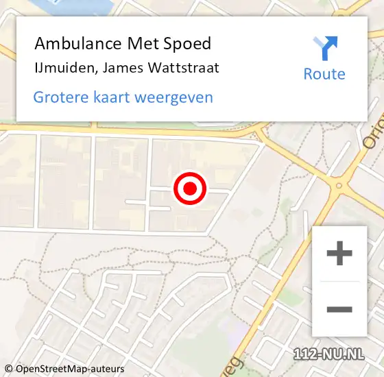 Locatie op kaart van de 112 melding: Ambulance Met Spoed Naar IJmuiden, James Wattstraat op 10 maart 2017 14:49