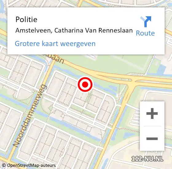 Locatie op kaart van de 112 melding: Politie Amstelveen, Catharina Van Renneslaan op 10 maart 2017 16:39