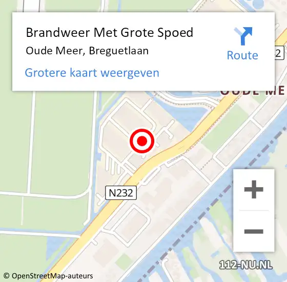 Locatie op kaart van de 112 melding: Brandweer Met Grote Spoed Naar Oude Meer, Breguetlaan op 10 maart 2017 16:44