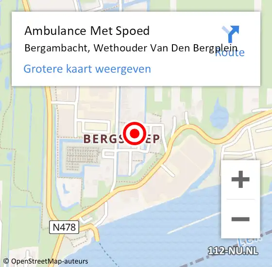 Locatie op kaart van de 112 melding: Ambulance Met Spoed Naar Bergambacht, Wethouder Van Den Bergplein op 13 januari 2014 15:53