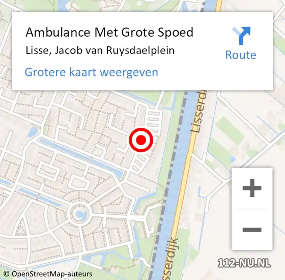 Locatie op kaart van de 112 melding: Ambulance Met Grote Spoed Naar Lisse, Jacob Van Ruysdaelplein op 10 maart 2017 17:22