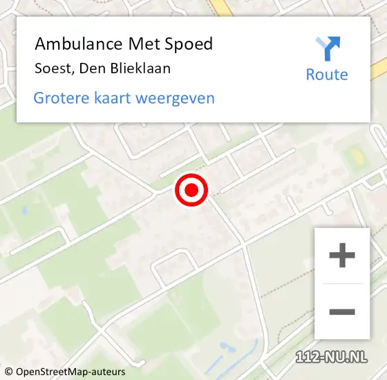 Locatie op kaart van de 112 melding: Ambulance Met Spoed Naar Soest, Den Blieklaan op 10 maart 2017 17:39