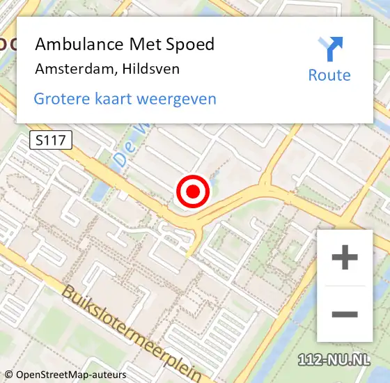 Locatie op kaart van de 112 melding: Ambulance Met Spoed Naar Amsterdam, Hildsven op 10 maart 2017 17:50