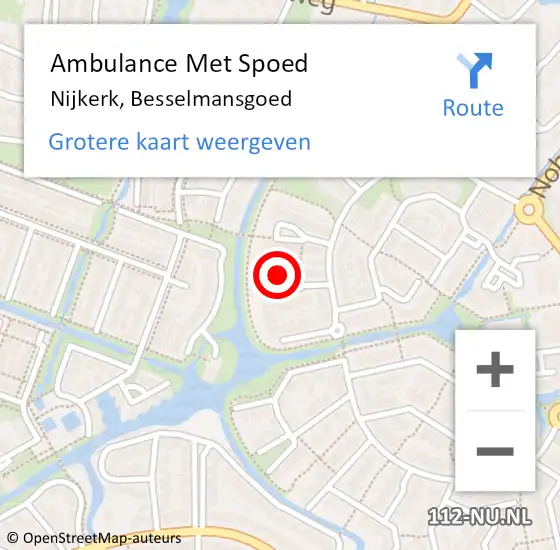 Locatie op kaart van de 112 melding: Ambulance Met Spoed Naar Nijkerk, Besselmansgoed op 10 maart 2017 18:06