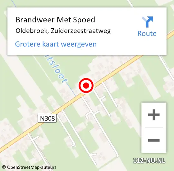 Locatie op kaart van de 112 melding: Brandweer Met Spoed Naar Oldebroek, Zuiderzeestraatweg op 10 maart 2017 18:22