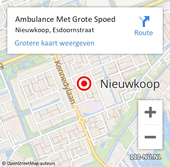 Locatie op kaart van de 112 melding: Ambulance Met Grote Spoed Naar Nieuwkoop, Esdoornstraat op 10 maart 2017 18:35