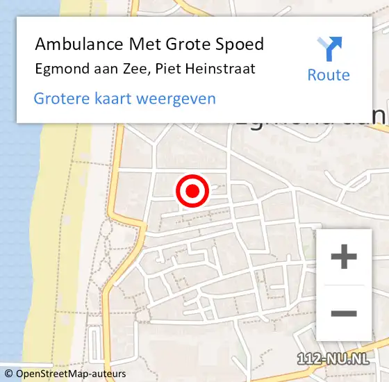 Locatie op kaart van de 112 melding: Ambulance Met Grote Spoed Naar Egmond aan Zee, Piet Heinstraat op 10 maart 2017 18:57