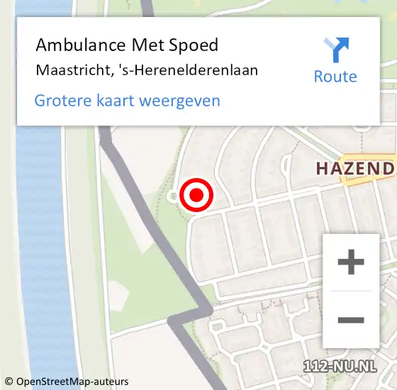 Locatie op kaart van de 112 melding: Ambulance Met Spoed Naar Maastricht, 's-Herenelderenlaan op 13 januari 2014 16:04