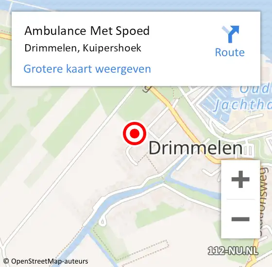 Locatie op kaart van de 112 melding: Ambulance Met Spoed Naar Drimmelen, Kuipershoek op 10 maart 2017 19:45