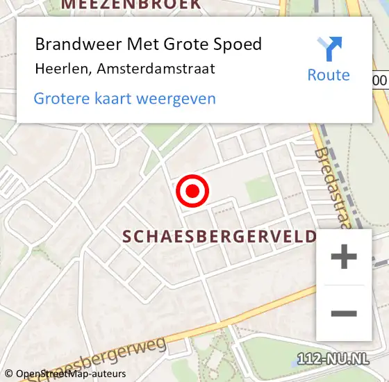 Locatie op kaart van de 112 melding: Brandweer Met Grote Spoed Naar Heerlen, Amsterdamstraat op 10 maart 2017 19:53