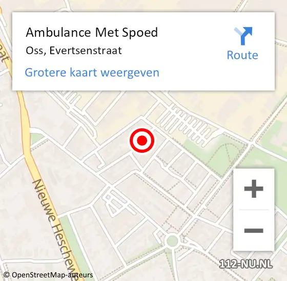 Locatie op kaart van de 112 melding: Ambulance Met Spoed Naar Oss, Evertsenstraat op 10 maart 2017 20:02