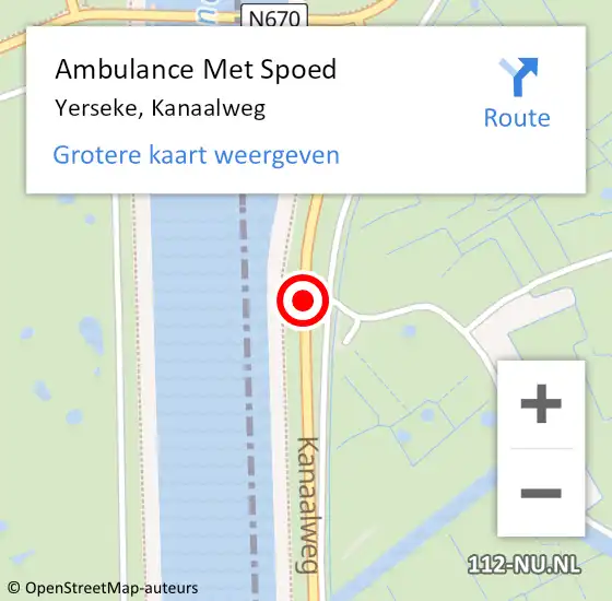 Locatie op kaart van de 112 melding: Ambulance Met Spoed Naar Yerseke, Kanaalweg op 10 maart 2017 20:24