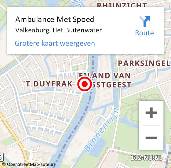 Locatie op kaart van de 112 melding: Ambulance Met Spoed Naar Valkenburg, Het Buitenwater op 10 maart 2017 20:35