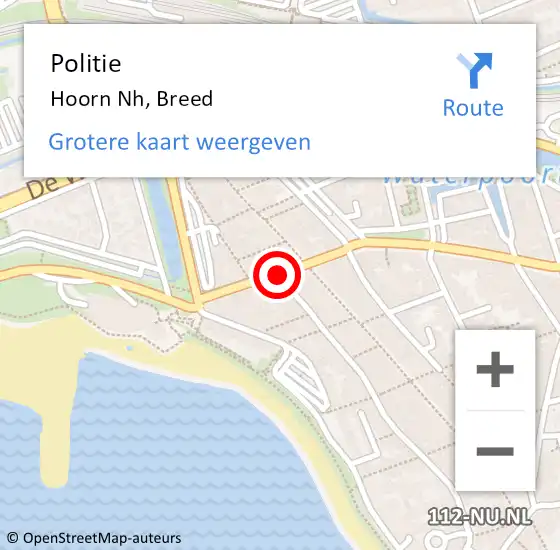 Locatie op kaart van de 112 melding: Politie Hoorn Nh, Breed op 10 maart 2017 20:49