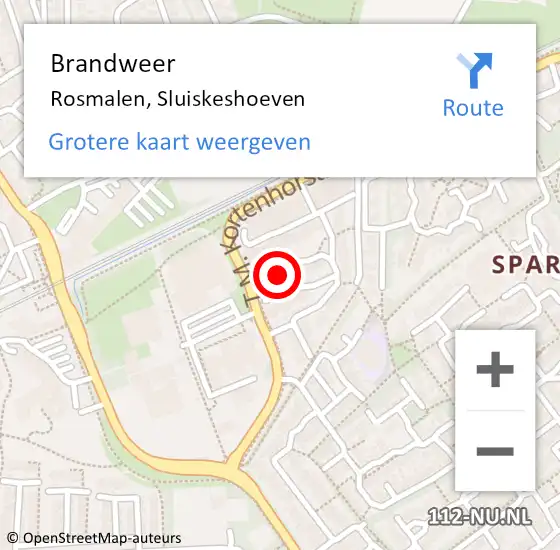 Locatie op kaart van de 112 melding: Brandweer Rosmalen, Sluiskeshoeven op 10 maart 2017 21:05