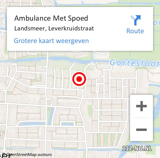 Locatie op kaart van de 112 melding: Ambulance Met Spoed Naar Landsmeer, Leverkruidstraat op 10 maart 2017 21:12