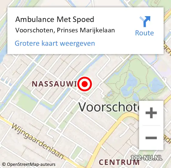 Locatie op kaart van de 112 melding: Ambulance Met Spoed Naar Voorschoten, Prinses Marijkelaan op 10 maart 2017 21:36