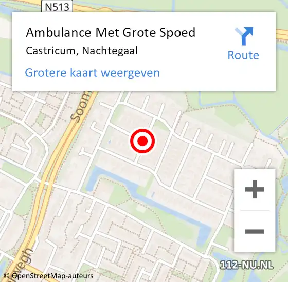 Locatie op kaart van de 112 melding: Ambulance Met Grote Spoed Naar Castricum, Nachtegaal op 10 maart 2017 21:40