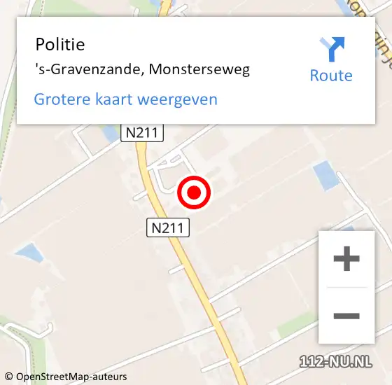 Locatie op kaart van de 112 melding: Politie 's-Gravenzande, Monsterseweg op 13 januari 2014 16:13