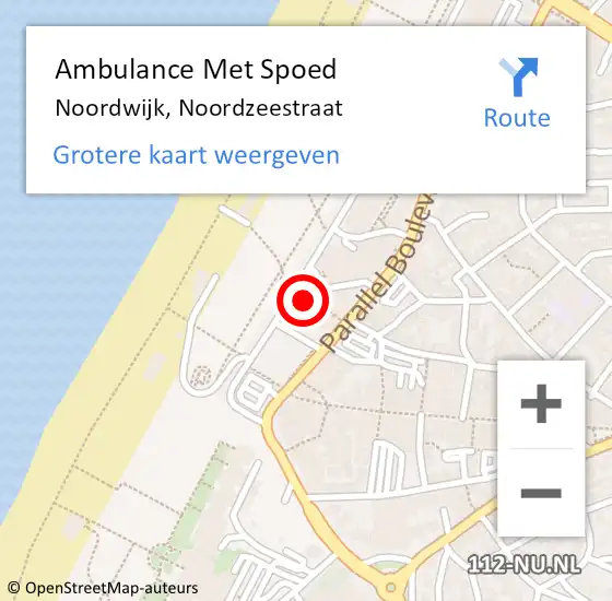 Locatie op kaart van de 112 melding: Ambulance Met Spoed Naar Noordwijk, Noordzeestraat op 10 maart 2017 22:43