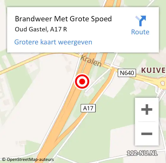 Locatie op kaart van de 112 melding: Brandweer Met Grote Spoed Naar Oud Gastel, A17 R op 10 maart 2017 23:14