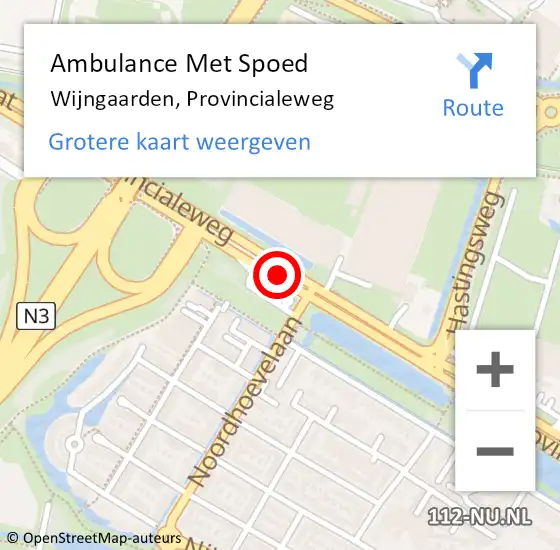 Locatie op kaart van de 112 melding: Ambulance Met Spoed Naar Wijngaarden, Provincialeweg op 10 maart 2017 23:18