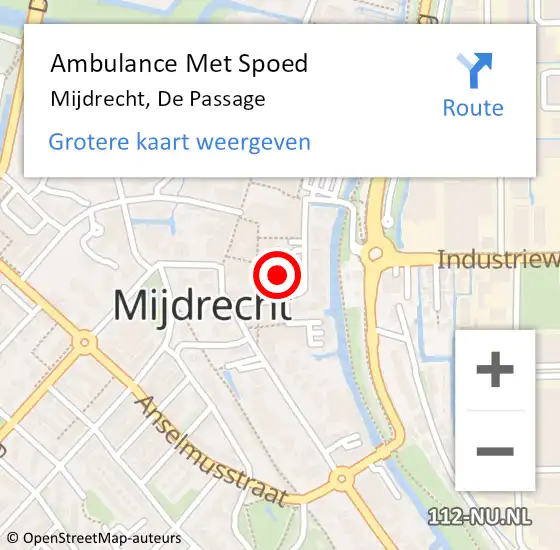 Locatie op kaart van de 112 melding: Ambulance Met Spoed Naar Mijdrecht, De Passage op 11 maart 2017 00:14