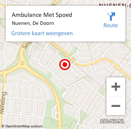 Locatie op kaart van de 112 melding: Ambulance Met Spoed Naar Nuenen, De Doorn op 11 maart 2017 01:13
