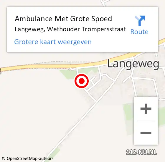 Locatie op kaart van de 112 melding: Ambulance Met Grote Spoed Naar Langeweg, Wethouder Trompersstraat op 11 maart 2017 01:39