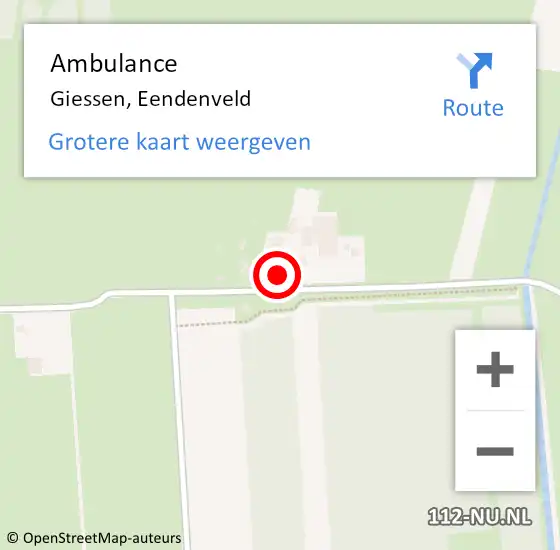 Locatie op kaart van de 112 melding: Ambulance Giessen, Eendenveld op 13 januari 2014 16:24