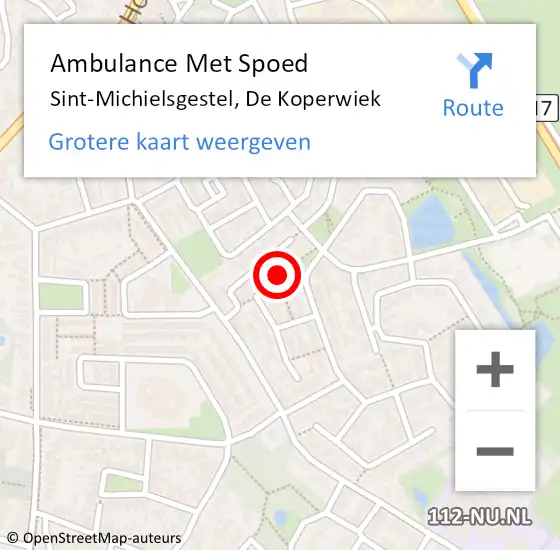 Locatie op kaart van de 112 melding: Ambulance Met Spoed Naar Sint-Michielsgestel, De Koperwiek op 11 maart 2017 03:41