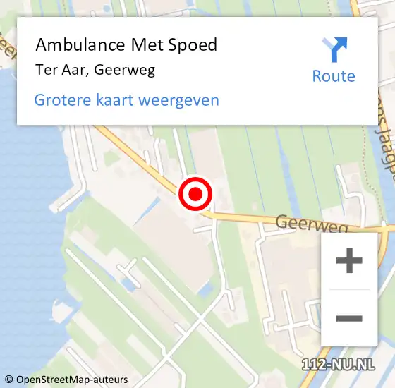 Locatie op kaart van de 112 melding: Ambulance Met Spoed Naar Ter Aar, Geerweg op 11 maart 2017 04:27