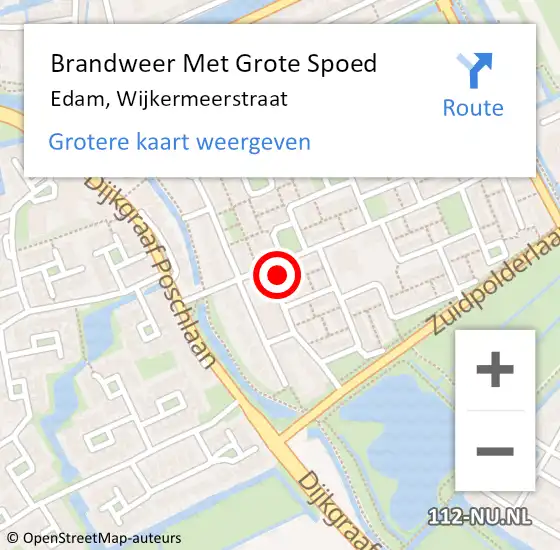 Locatie op kaart van de 112 melding: Brandweer Met Grote Spoed Naar Edam, Wijkermeerstraat op 11 maart 2017 04:50