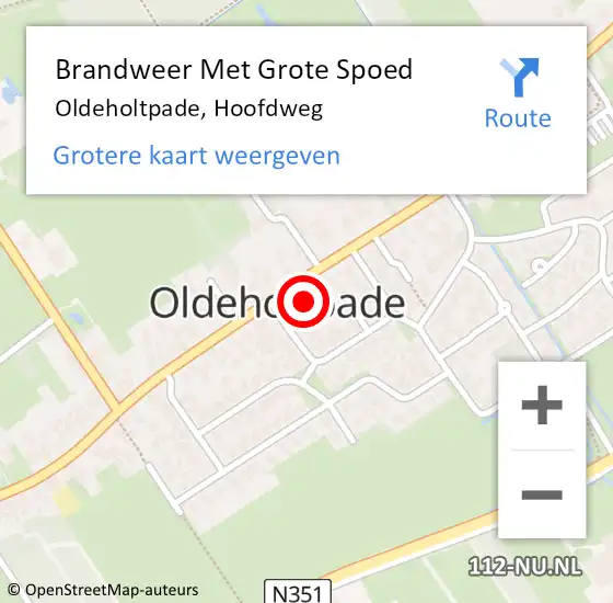 Locatie op kaart van de 112 melding: Brandweer Met Grote Spoed Naar Oldeholtpade, Hoofdweg op 11 maart 2017 08:06