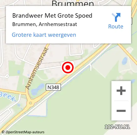 Locatie op kaart van de 112 melding: Brandweer Met Grote Spoed Naar Brummen, Arnhemsestraat op 11 maart 2017 08:16
