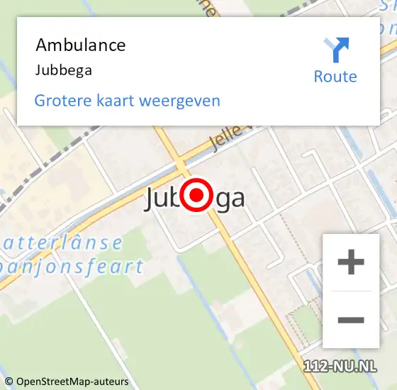 Locatie op kaart van de 112 melding: Ambulance Jubbega op 11 maart 2017 09:19