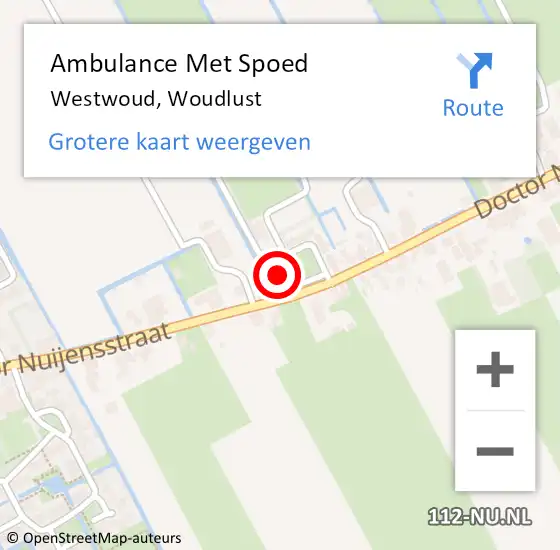 Locatie op kaart van de 112 melding: Ambulance Met Spoed Naar Westwoud, Woudlust op 11 maart 2017 09:19