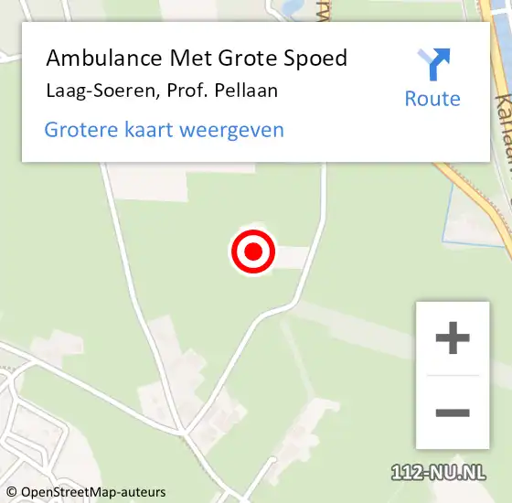 Locatie op kaart van de 112 melding: Ambulance Met Grote Spoed Naar Laag-Soeren, Prof. Pellaan op 11 maart 2017 10:24