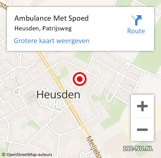 Locatie op kaart van de 112 melding: Ambulance Met Spoed Naar Heusden, Patrijsweg op 11 maart 2017 10:25