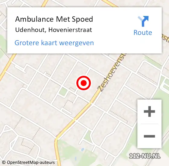 Locatie op kaart van de 112 melding: Ambulance Met Spoed Naar Udenhout, Hovenierstraat op 11 maart 2017 10:38