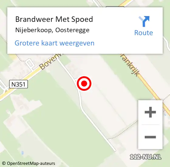 Locatie op kaart van de 112 melding: Brandweer Met Spoed Naar Nijeberkoop, Oosteregge op 11 maart 2017 12:17