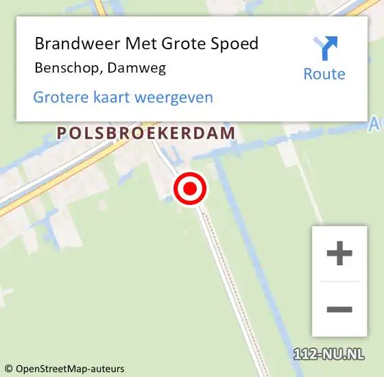 Locatie op kaart van de 112 melding: Brandweer Met Grote Spoed Naar Benschop, Damweg op 11 maart 2017 13:08