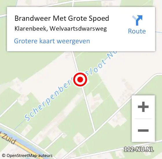 Locatie op kaart van de 112 melding: Brandweer Met Grote Spoed Naar Klarenbeek, Welvaartsdwarsweg op 11 maart 2017 13:13