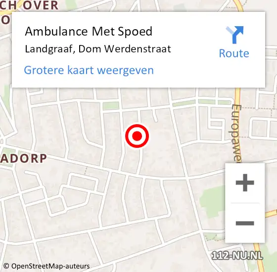 Locatie op kaart van de 112 melding: Ambulance Met Spoed Naar Landgraaf, Dom Werdenstraat op 13 januari 2014 17:06