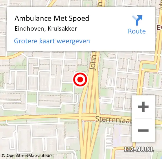 Locatie op kaart van de 112 melding: Ambulance Met Spoed Naar Eindhoven, Kruisakker op 11 maart 2017 13:57