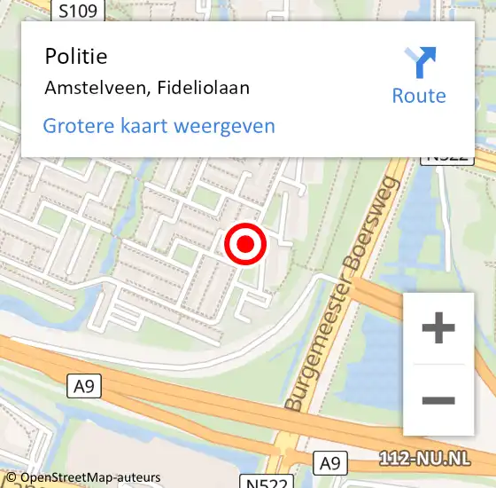 Locatie op kaart van de 112 melding: Politie Amstelveen, Fideliolaan op 13 januari 2014 17:09