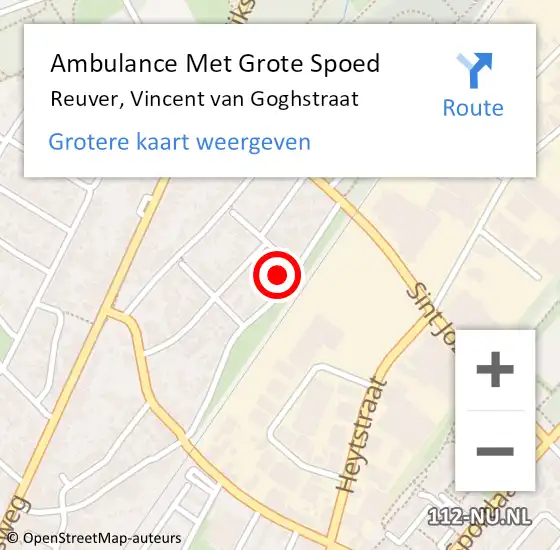 Locatie op kaart van de 112 melding: Ambulance Met Grote Spoed Naar Reuver, Vincent van Goghstraat op 11 maart 2017 14:44