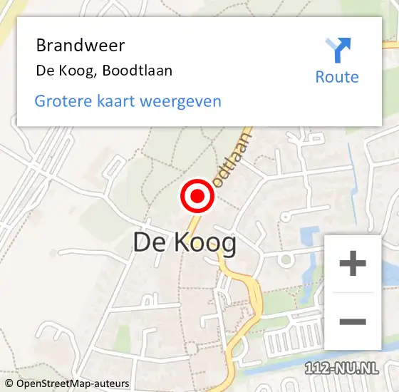 Locatie op kaart van de 112 melding: Brandweer De Koog, Boodtlaan op 11 maart 2017 15:47